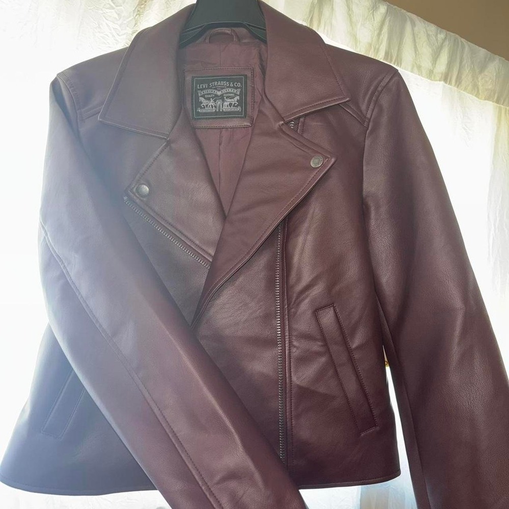 Levi's Women's Fig Burgundy Faux Leather Moto Jacket NWT Size Medium